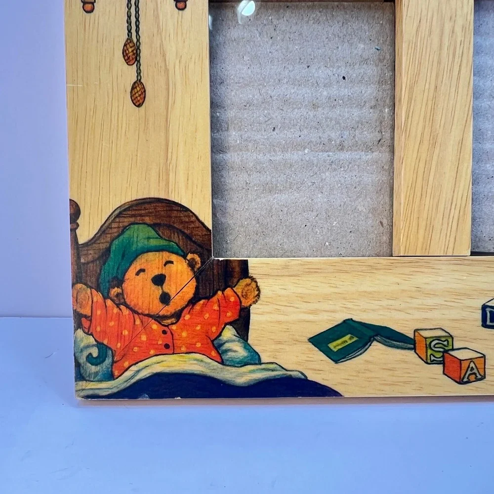 Vintage Cottage Wood‎ Double Picture Frame Bears 2x3